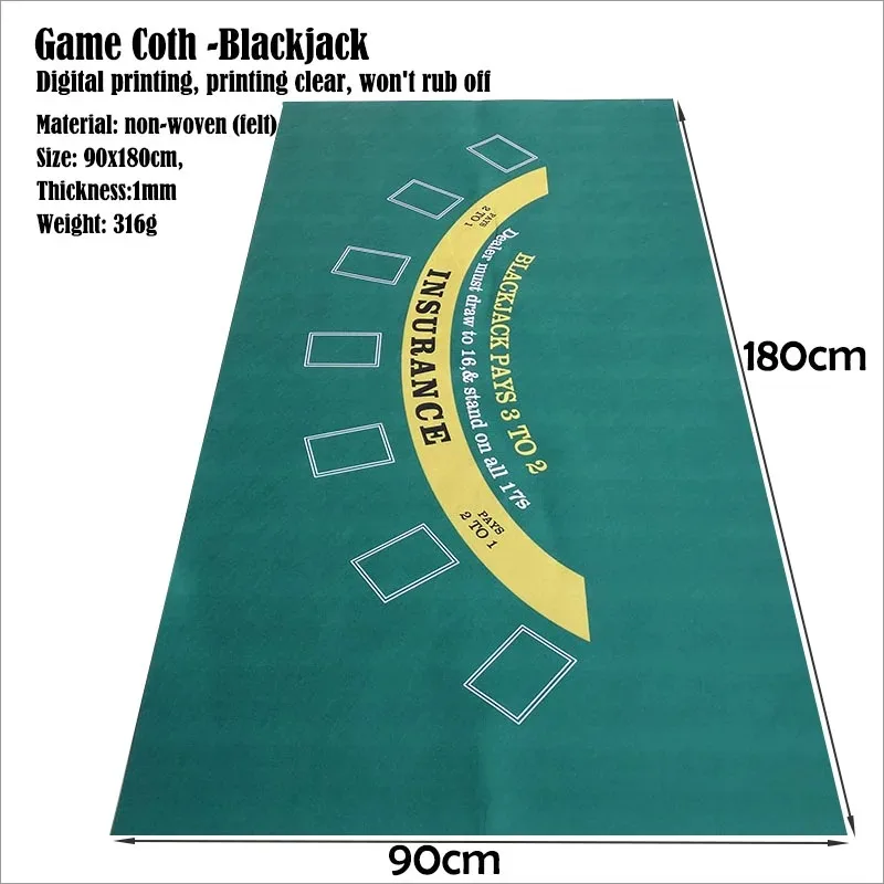 Gaming Accessories - 180x90cm 포커 칩 테이블보 부직포 블랙잭