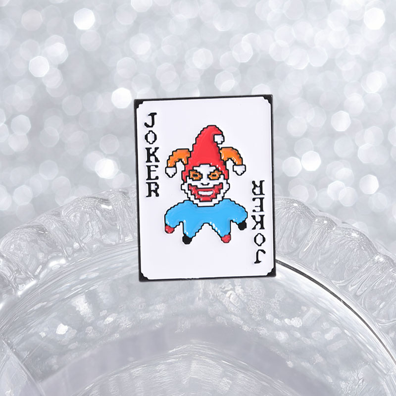 포커 조커 에나멜 핀 픽셀 아트 조커 카드 브로치 라펠 - Joker Gaming Accessories 리뷰 및 가격